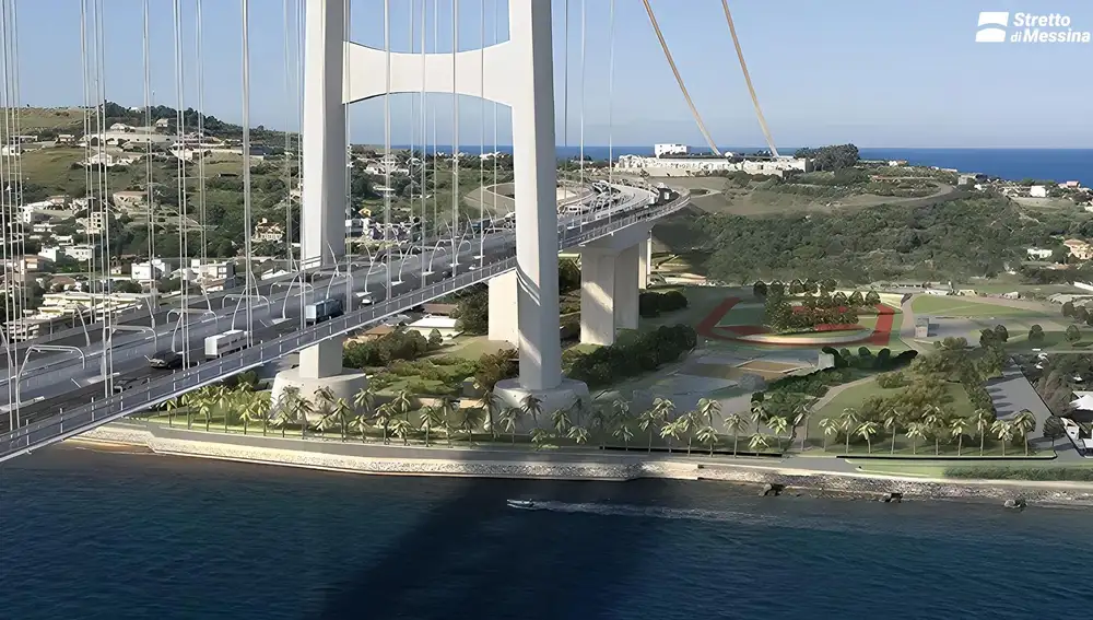 One of the towers that will support the Strait of Messina bridge